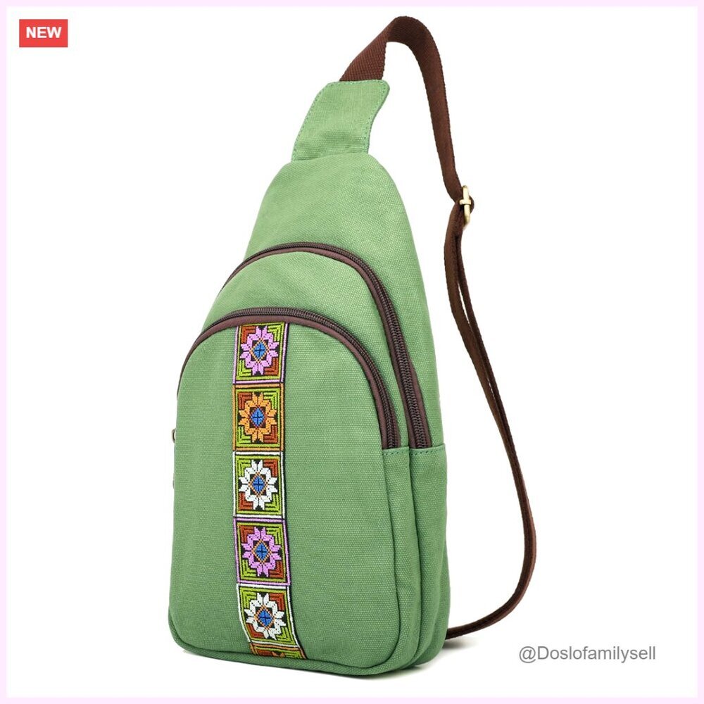 Canvas Sling Bag Crossbody Backpack Travel Hiking Daypack
